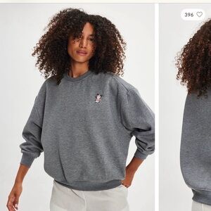 For Love And Lemons Gray Embroidered Crewneck Set with Sweatpants